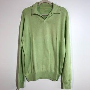 Ben Hogan Lime Green Cotton & Silk Blend Pullover Sweater L